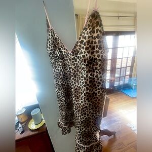 Cheetah Slip dress W/ cute pink bows/ trim